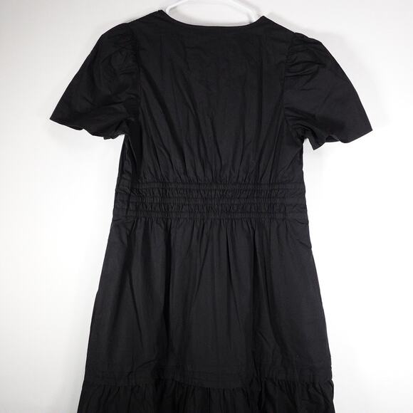 New Quince Womens Black Organic Cotton Tiered Maxi Dress Sz Small Boho 3761-5 - Picture 11 of 11
